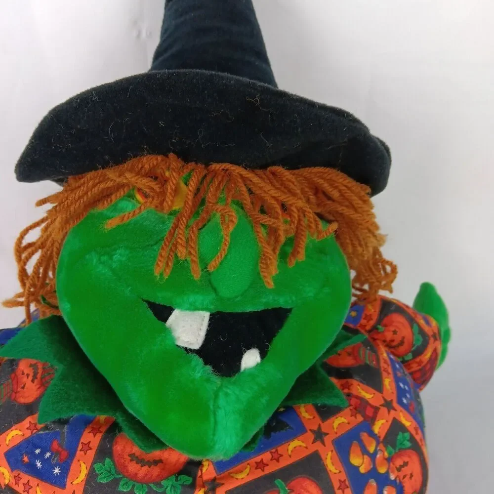 Kellytoy Halloween Stuffed Plush Witch Shaped Pumpkin Witch Hat 18 inch Soft Toy
